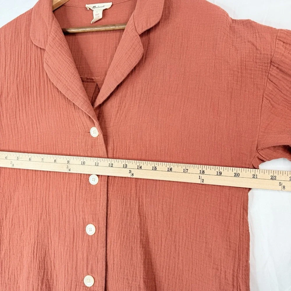 Madewell Women's Double Cotton Gauze‎ Oversized Pajama Shirt SZ-Large) cinnamon